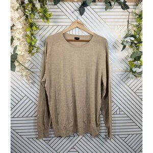 J. CREW Men's Cotton-linen Blend Heather Crewneck Sweater Tan Size XL C4089 READ